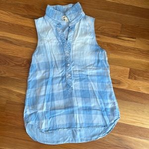 Cloth & Stone blue checkerboard tank button down